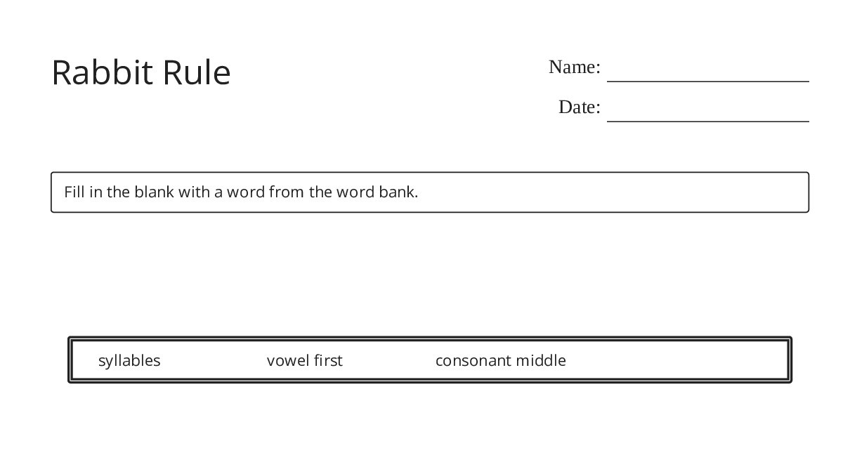 Rabbit Rule - My Worksheet Maker: Create Your Own Worksheets