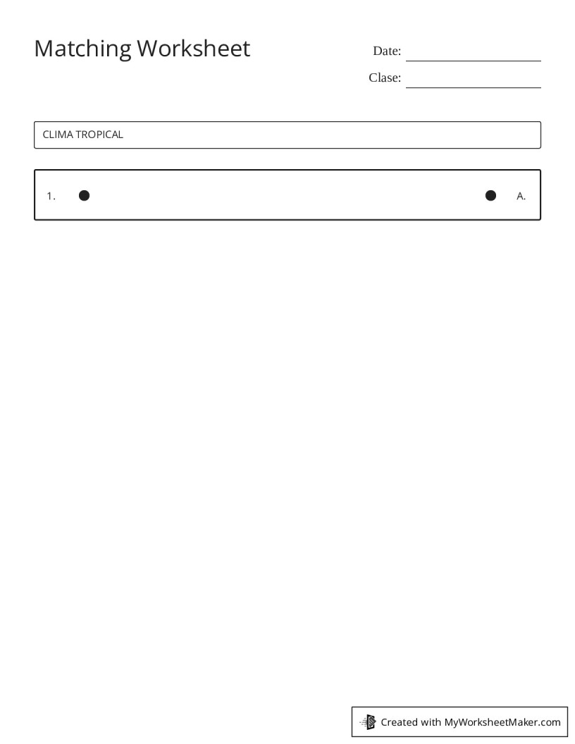 Matching Worksheet - My Worksheet Maker: Create Your Own Worksheets