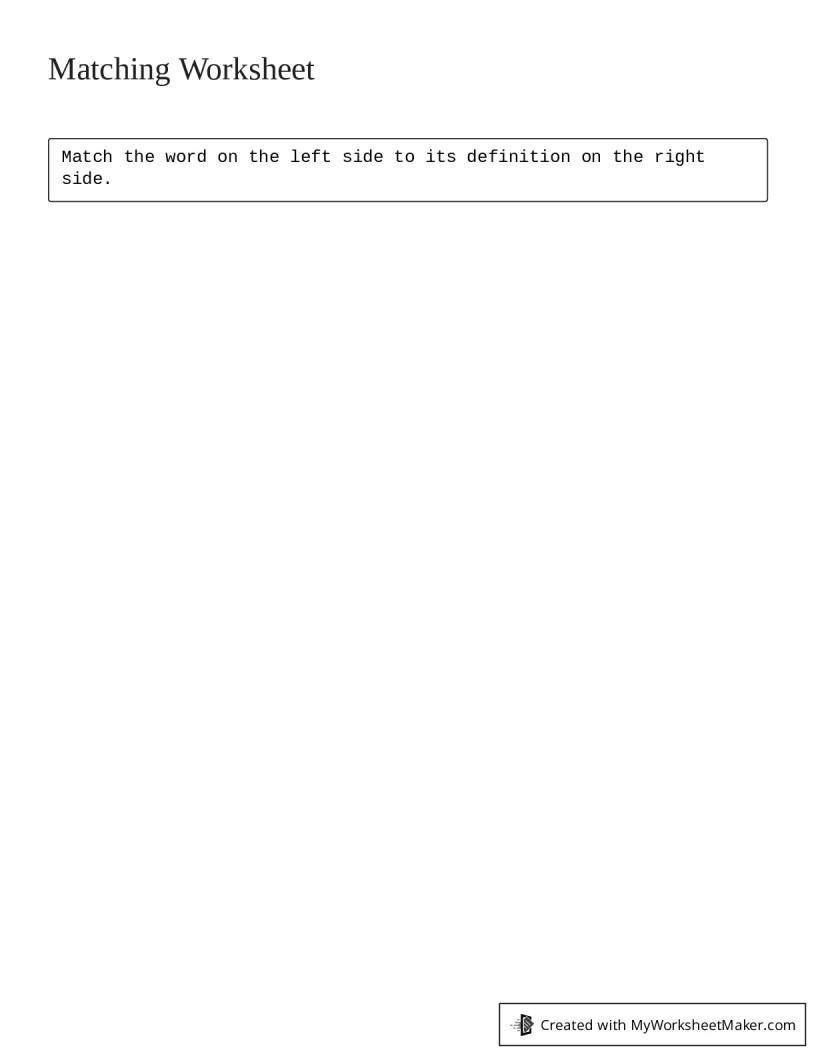 Matching Worksheet - My Worksheet Maker: Create Your Own Worksheets