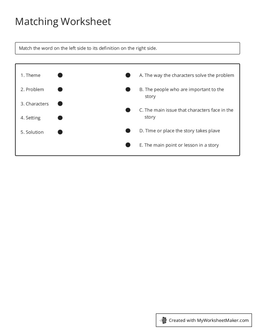 Matching Worksheet - My Worksheet Maker: Create Your Own Worksheets