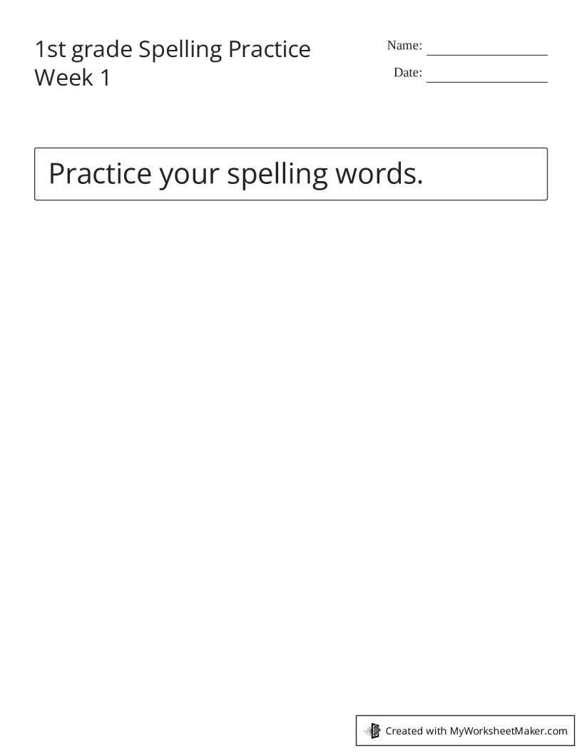 Printable Spelling Worksheet For Grade 1