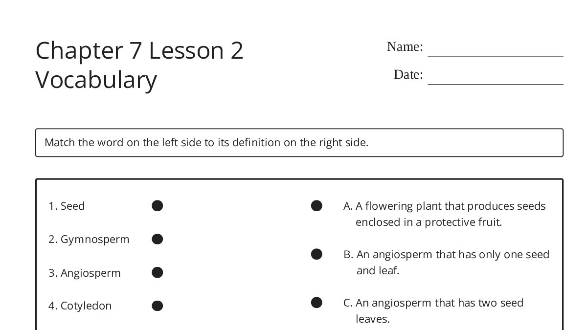 Chapter 7 Lesson 2 Vocabulary - My Worksheet Maker: Create Your Own ...