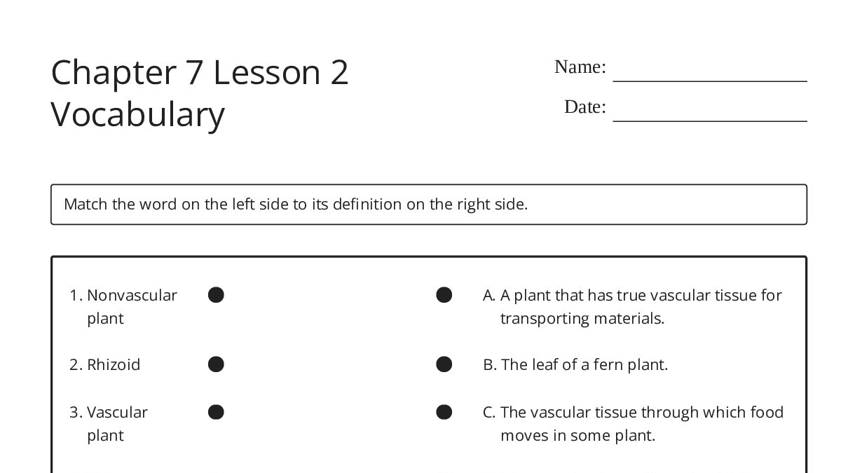 Chapter 7 Lesson 2 Vocabulary - My Worksheet Maker: Create Your Own ...