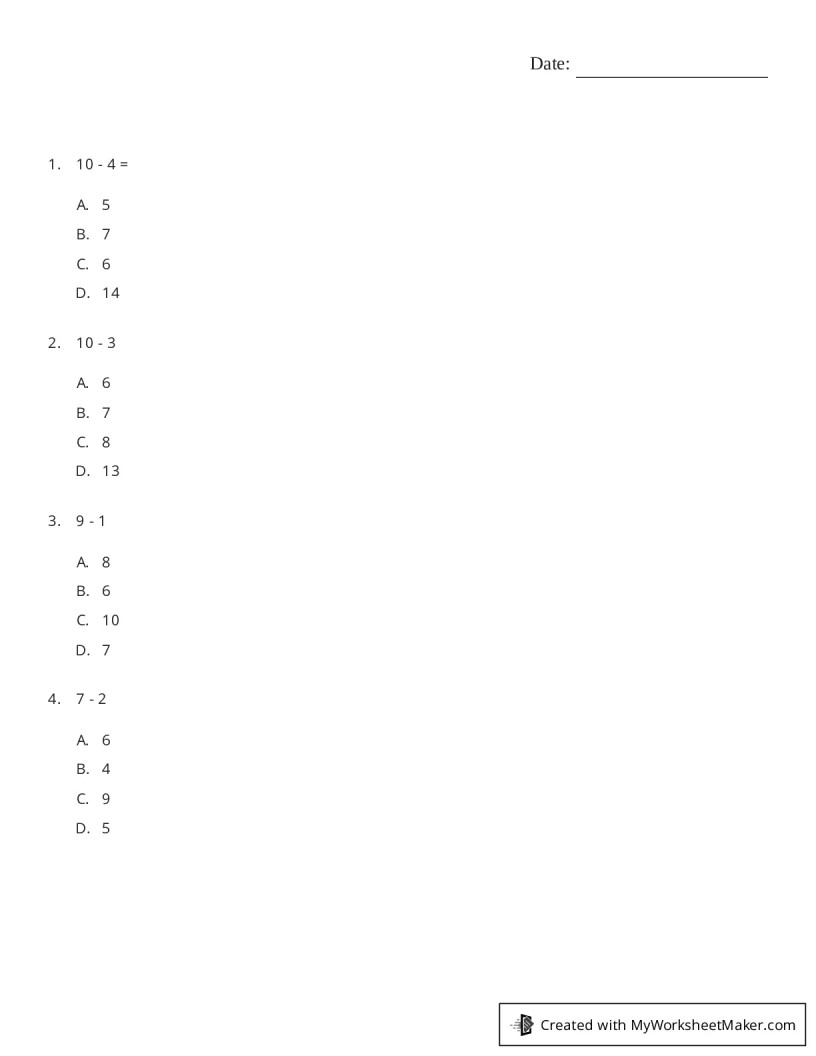 Math - My Worksheet Maker: Create Your Own Worksheets