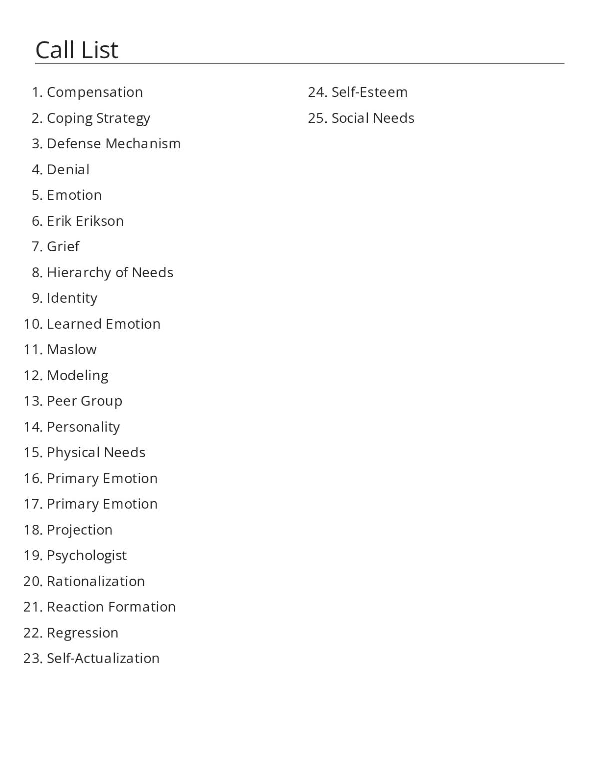 Self-esteem and psychology bingo cards with Maslow, coping strategies, and emotions vocabulary.