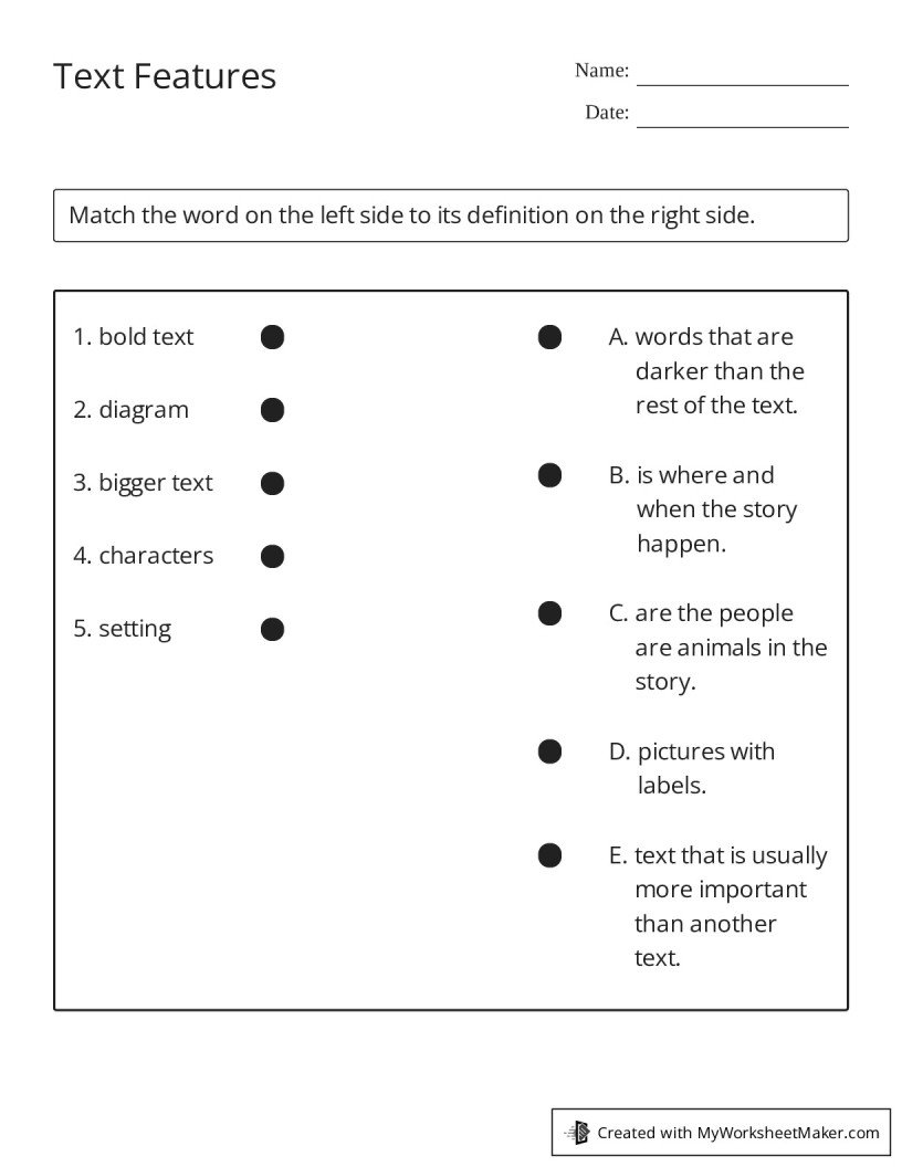 Text Features - My Worksheet Maker: Create Your Own Worksheets
