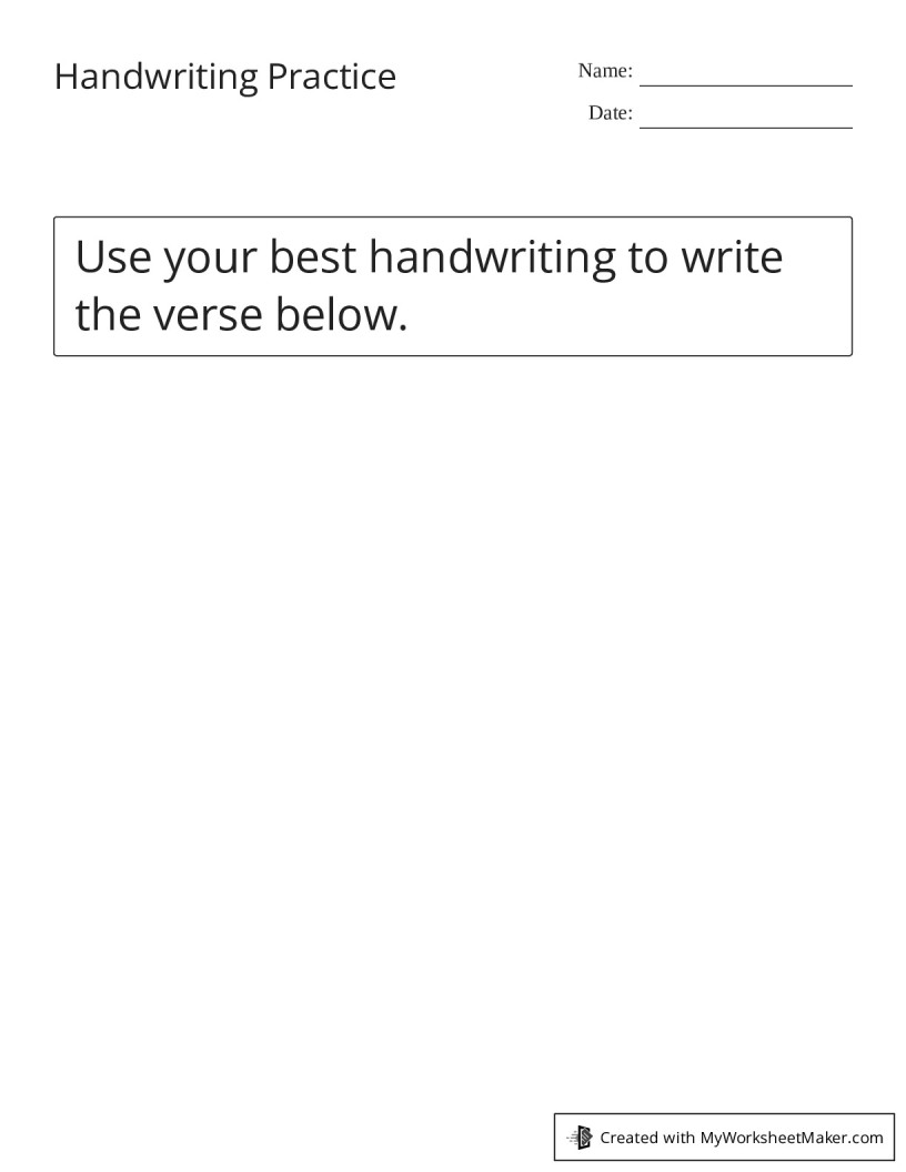 Handwriting Practice My Worksheet Maker Create Your Own Worksheets