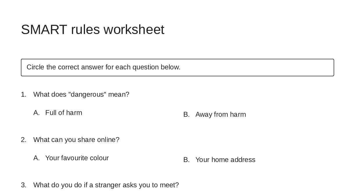 SMART rules worksheet - My Worksheet Maker: Create Your Own Worksheets