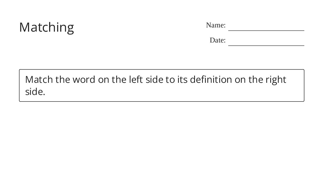 Matching - My Worksheet Maker: Create Your Own Worksheets