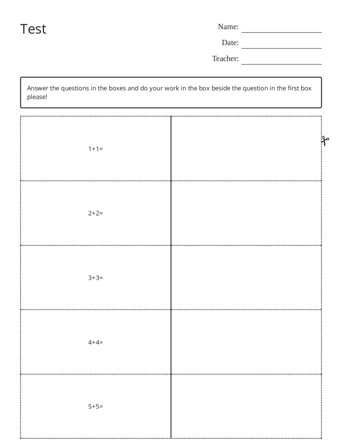 Basic addition flashcards for Grade 1: 1+1, 2+2, 3+3, 4+4, and 5+5.