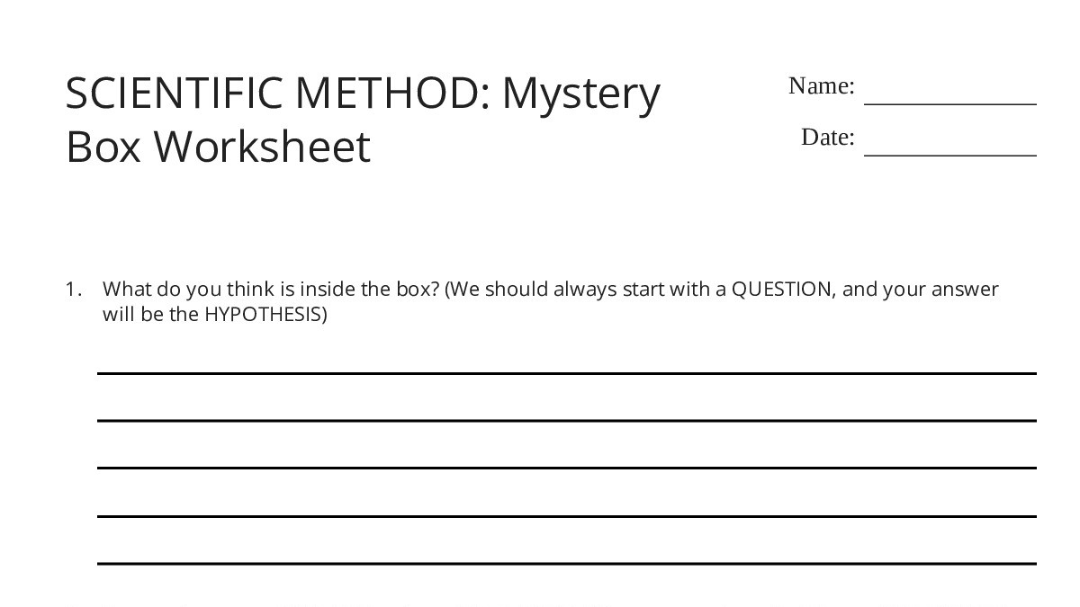 SCIENTIFIC METHOD: Mystery Box Worksheet - My Worksheet Maker: Create ...