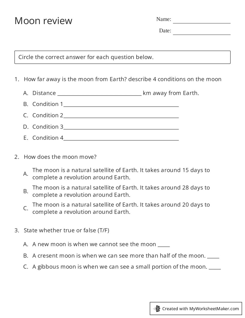 Moon review - My Worksheet Maker: Create Your Own Worksheets