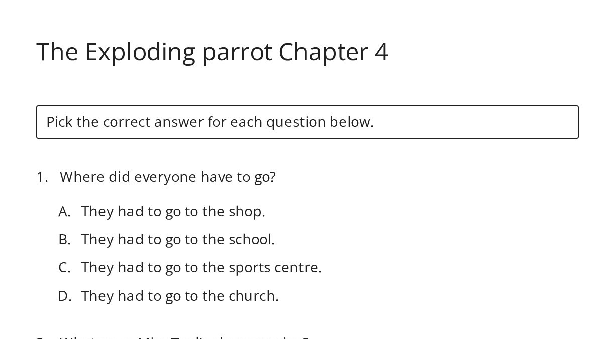 The Exploding parrot Chapter 4 - My Worksheet Maker: Create Your Own ...