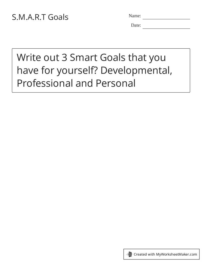 S M A R T Goals My Worksheet Maker Create Your Own Worksheets