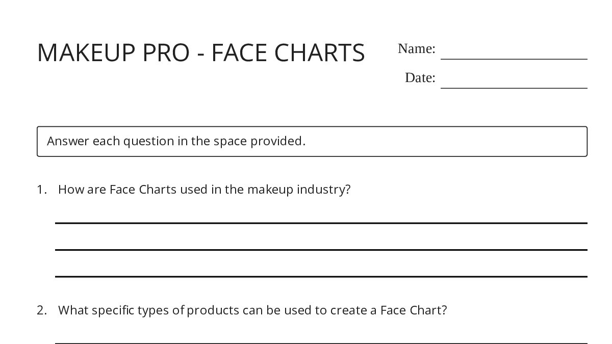 MAKEUP PRO - FACE CHARTS - My Worksheet Maker: Create Your Own Worksheets