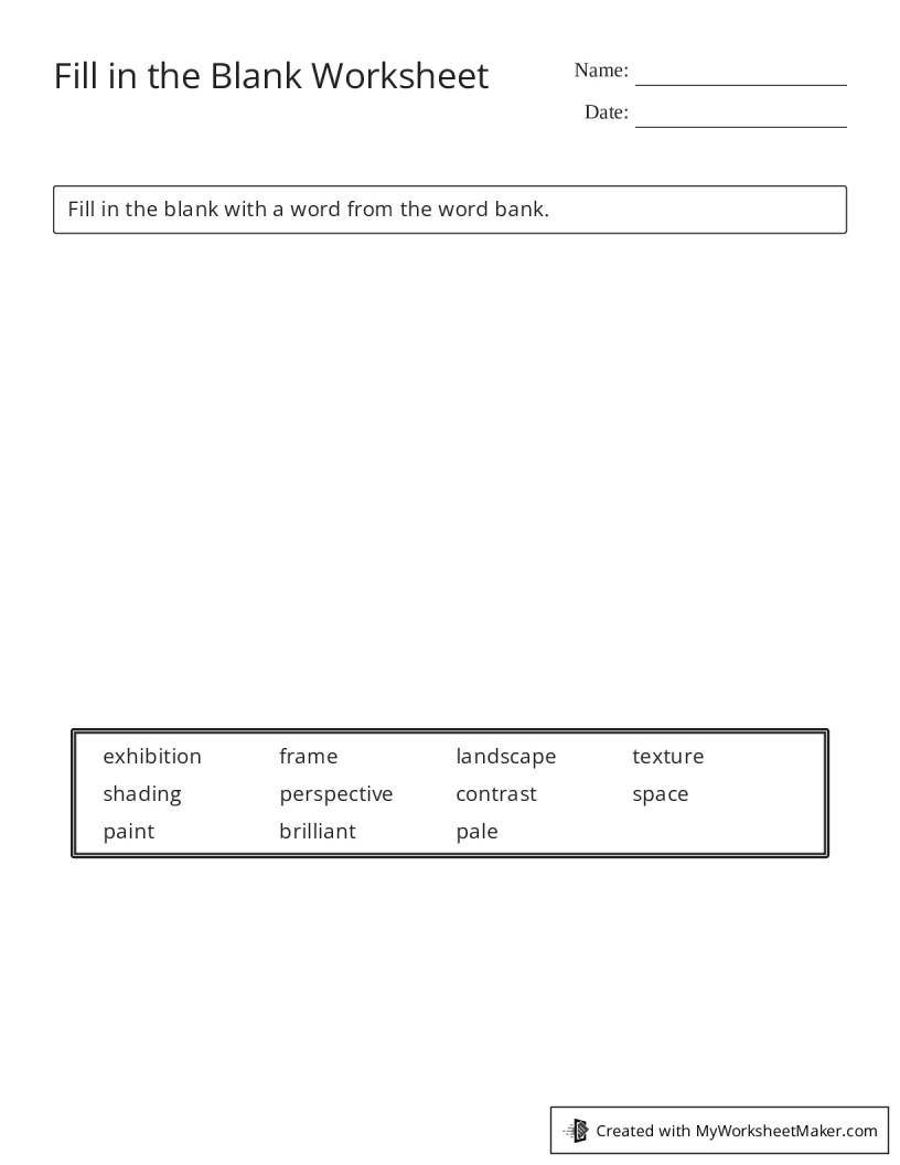 Fill in the Blank Worksheet - My Worksheet Maker: Create Your Own ...