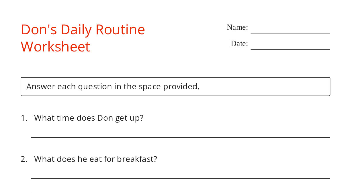 Don's Daily Routine Worksheet - My Worksheet Maker: Create Your Own ...
