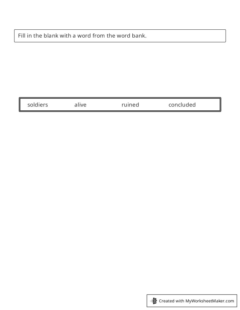 Fill in the Blank Worksheet - My Worksheet Maker: Create Your Own ...