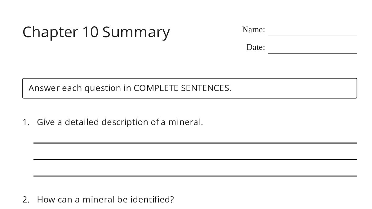 Chapter 10 Summary - My Worksheet Maker: Create Your Own Worksheets