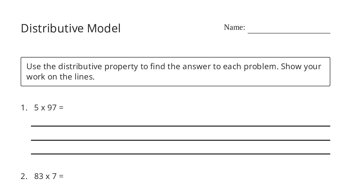 Distributive Triangle Model Distributive Model - My Worksheet Maker: Create Your Own Worksheets