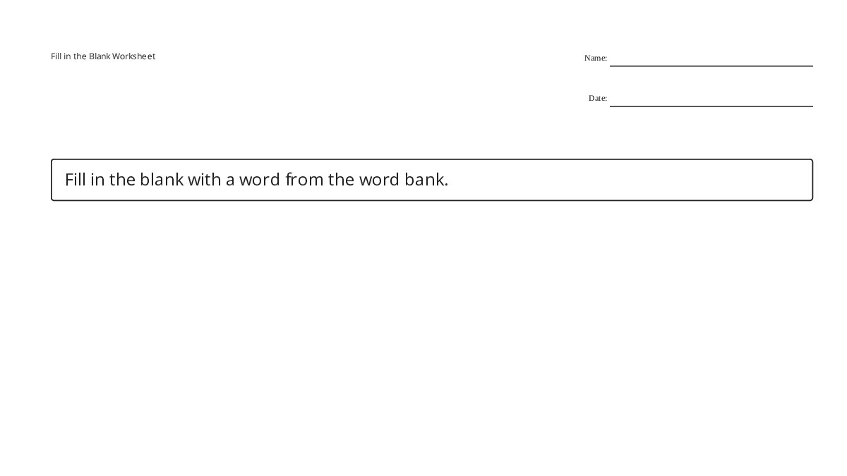Fill in the Blank Worksheet - My Worksheet Maker: Create Your Own ...