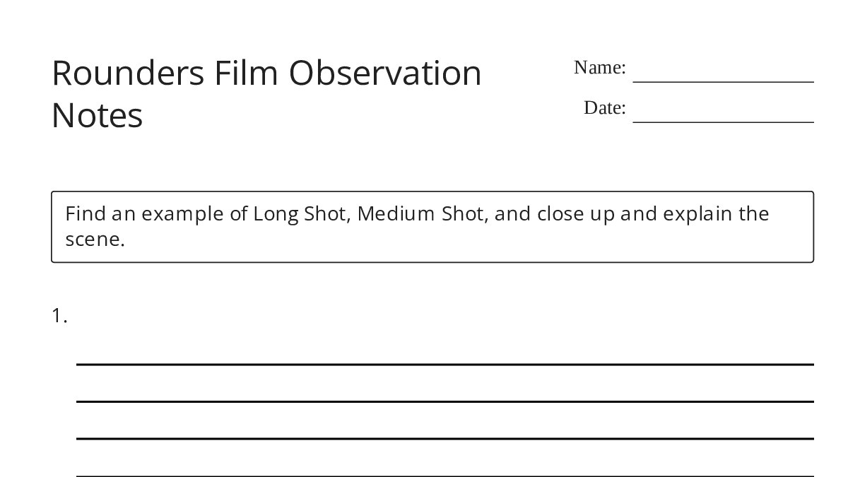 Observation Notes Worksheet Rounders Film Observation Notes - My Worksheet Maker: Create Your Own ...