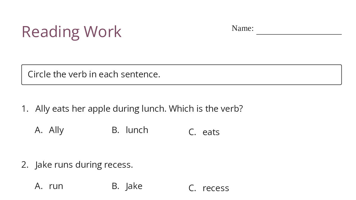 Reading Work - My Worksheet Maker: Create Your Own Worksheets