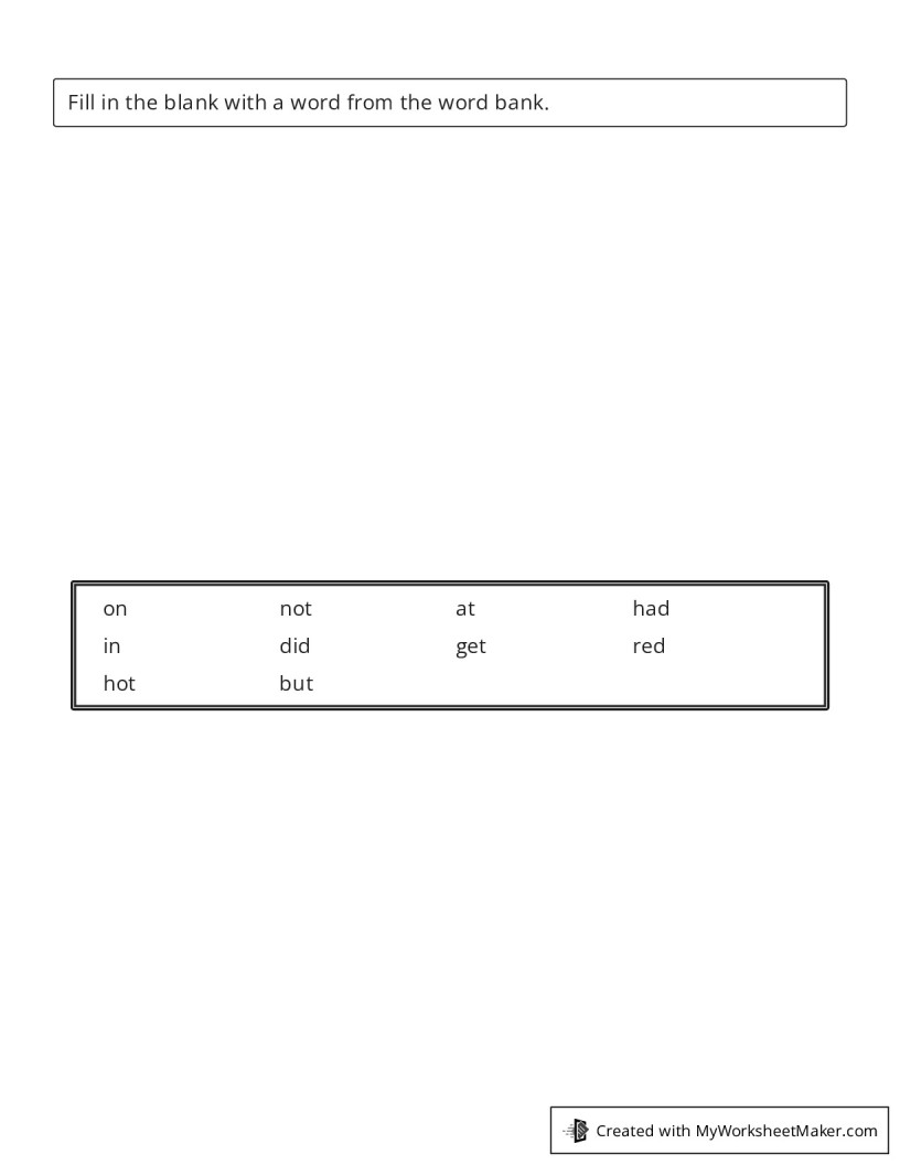 Fill in the Blank Worksheet - My Worksheet Maker: Create Your Own ...