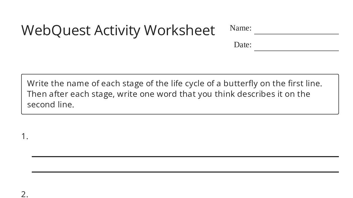 WebQuest Activity Worksheet - My Worksheet Maker: Create Your Own ...