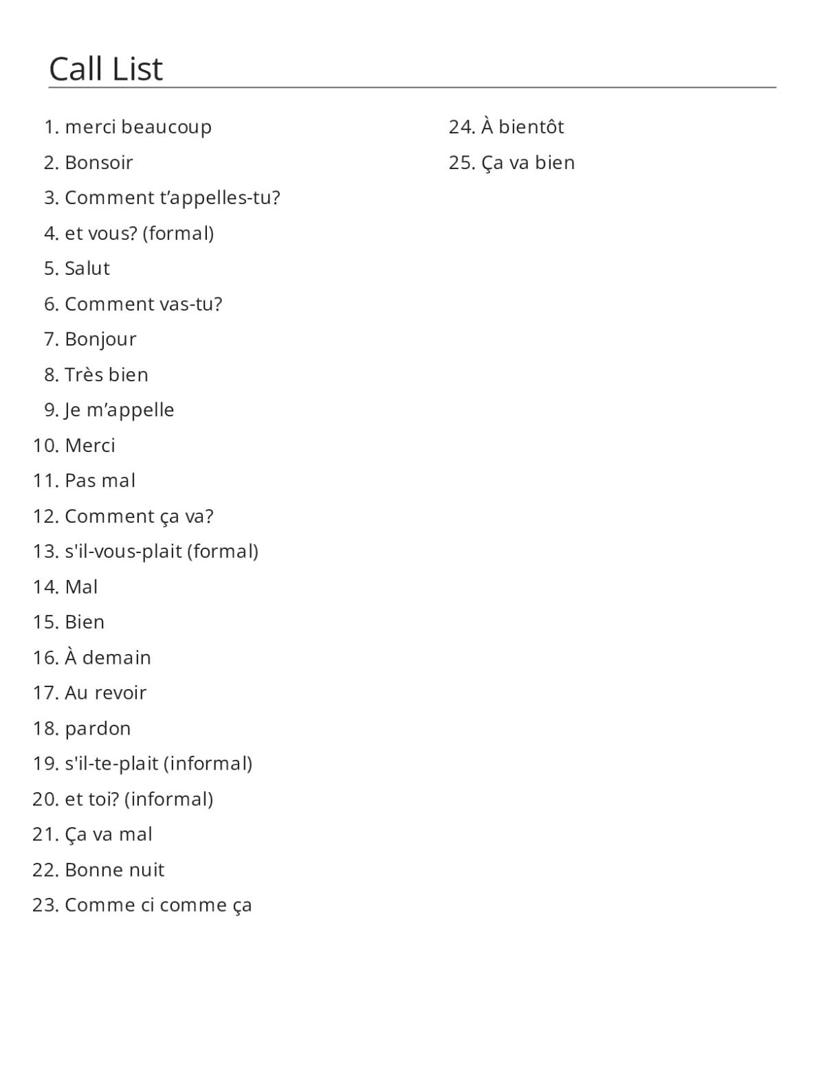 French greetings bingo cards with bonjour, salut, and common conversation phrases.