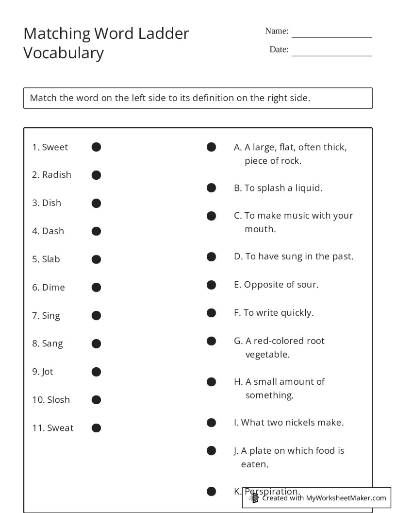 Matching Word Ladder Vocabulary My Worksheet Maker Create Your Own matching-word-ladder-vocabulary-my-worksheet-maker-create-your-own