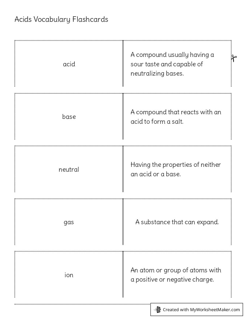 Acids vocabulary flashcards my flashcard maker create your own