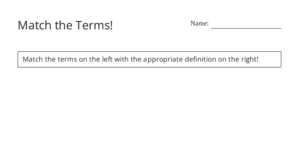 Match the Terms! - My Worksheet Maker: Create Your Own Worksheets