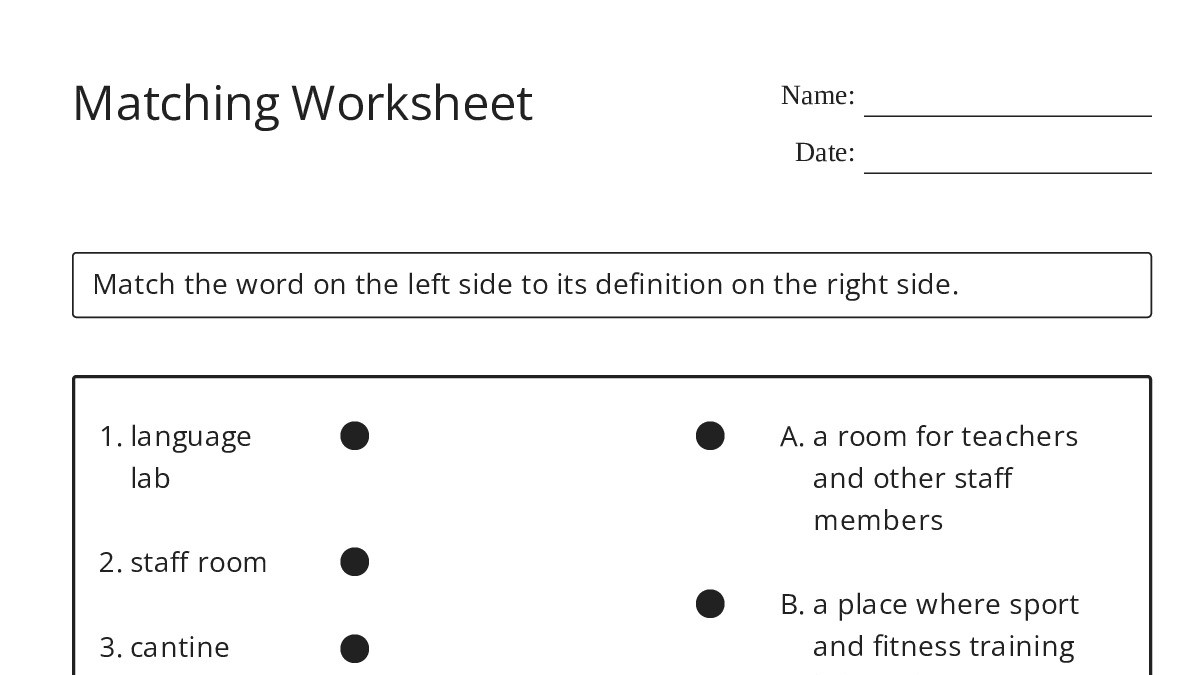 Matching Worksheet - My Worksheet Maker: Create Your Own Worksheets