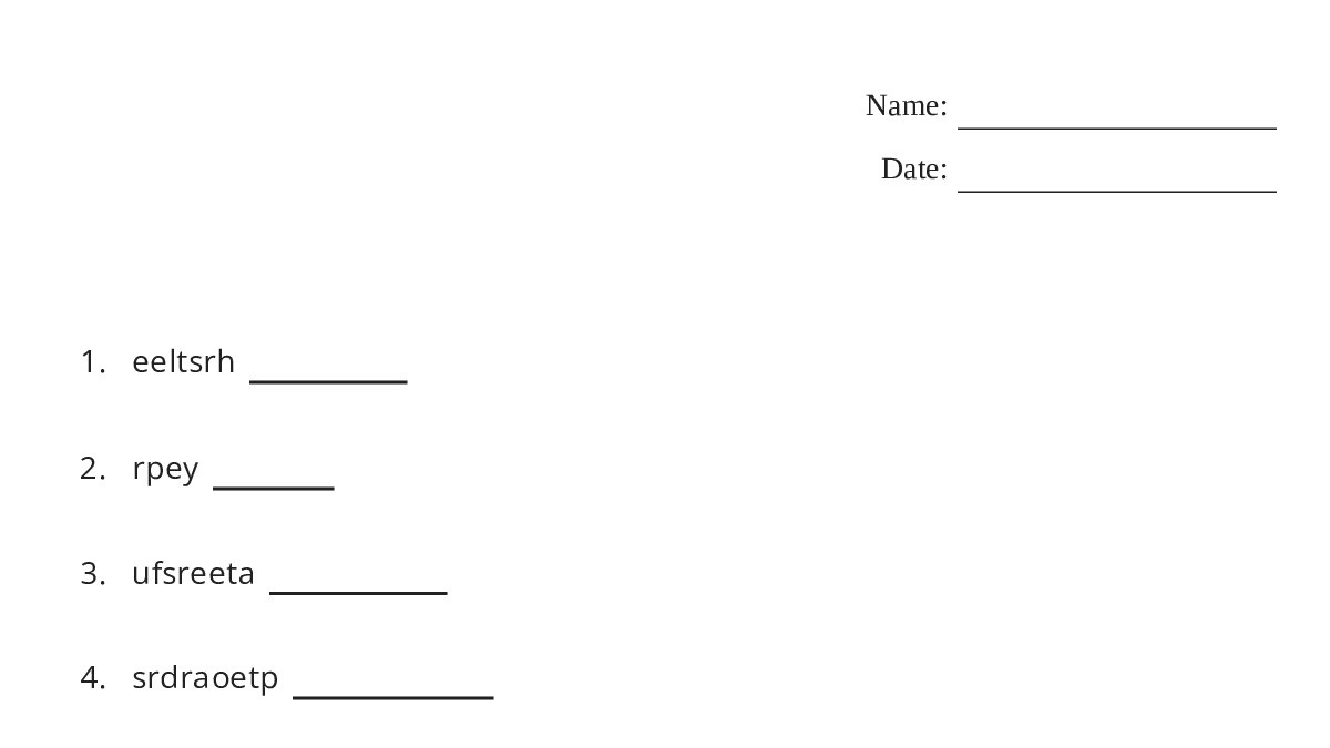 Word Scramble - My Worksheet Maker: Create Your Own Worksheets