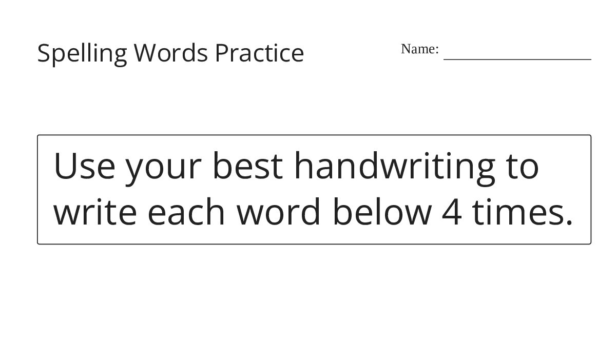 Spelling Words Practice - My Worksheet Maker: Create Your Own Worksheets