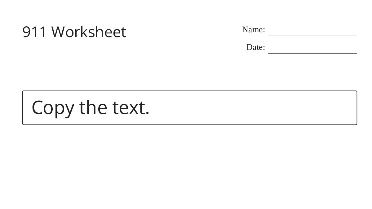 911 Worksheet - My Worksheet Maker: Create Your Own Worksheets