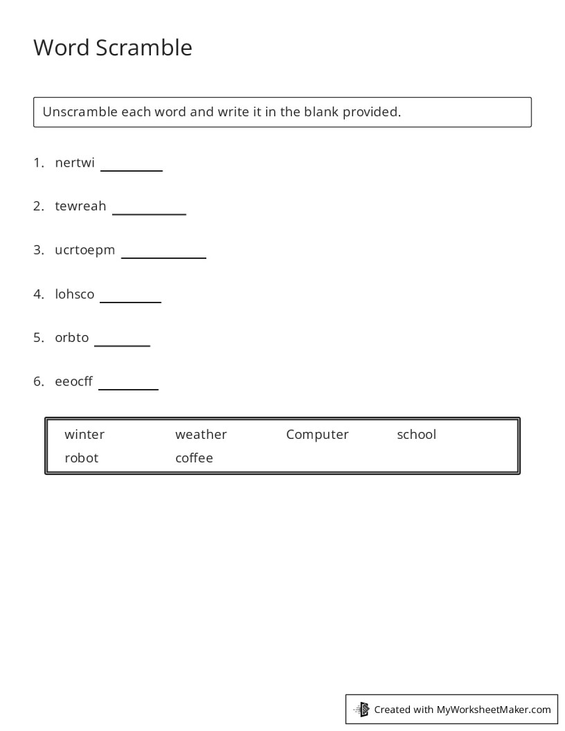 My Worksheet Maker: The Best Online Worksheet Creator