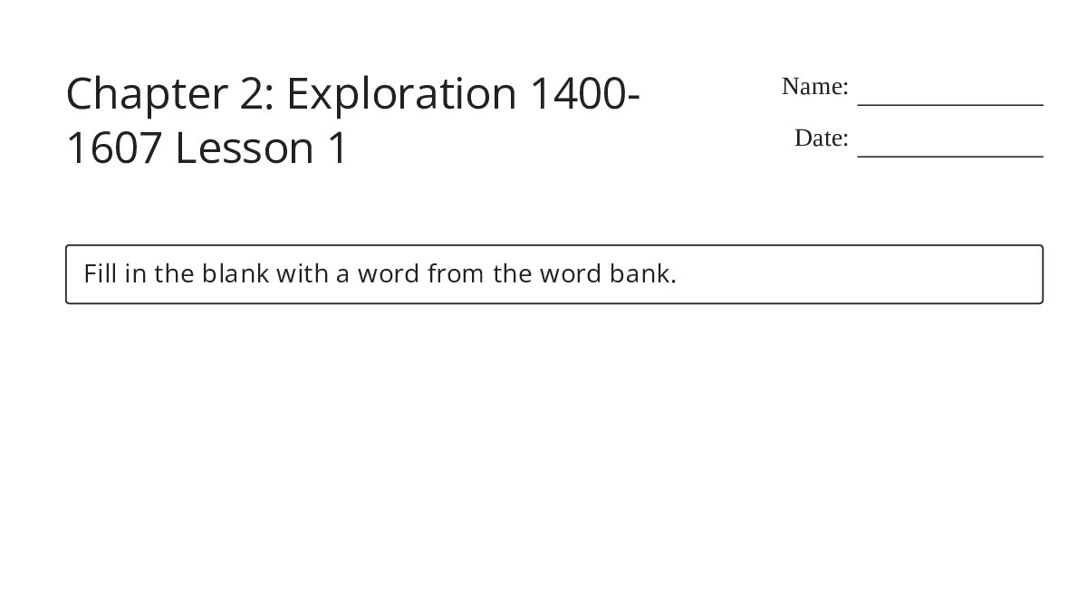 Chapter 2: Exploration 1400-1607 Lesson 1 - My Worksheet Maker: Create ...