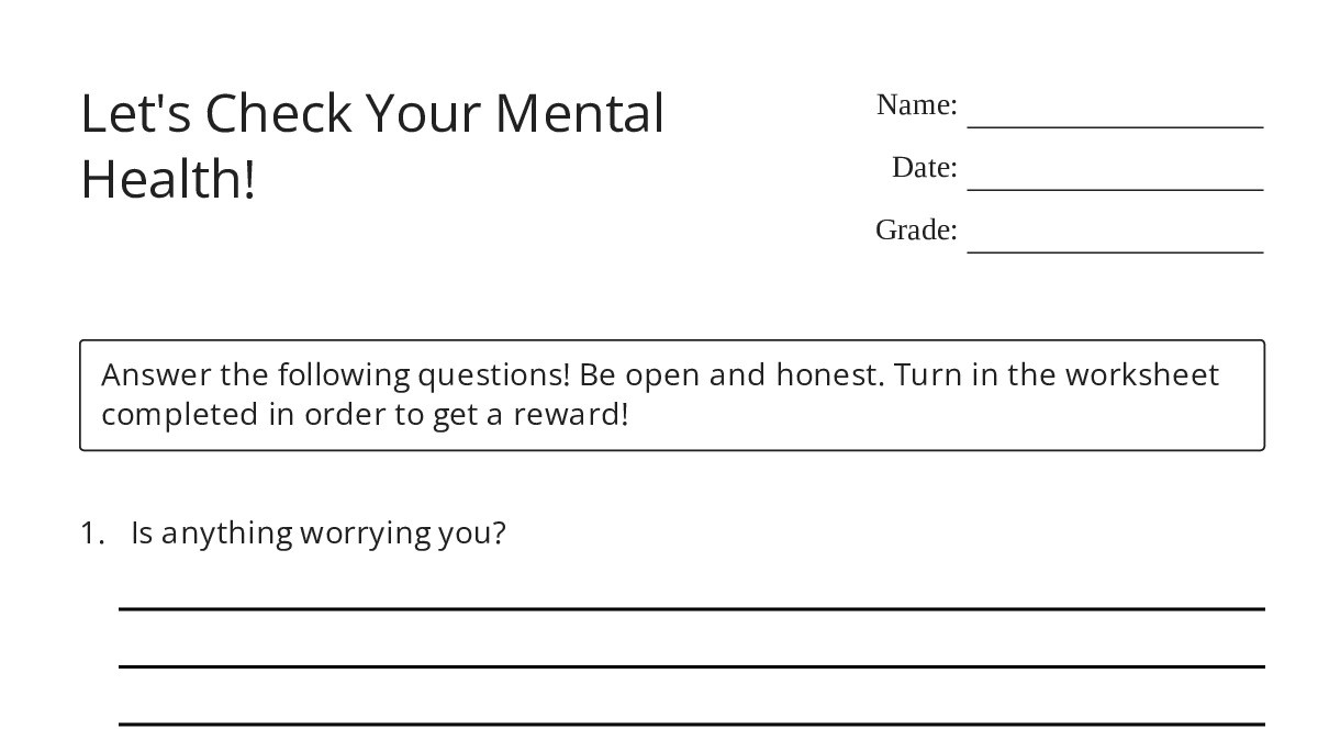 Let's Check Your Mental Health! - My Worksheet Maker: Create Your Own ...