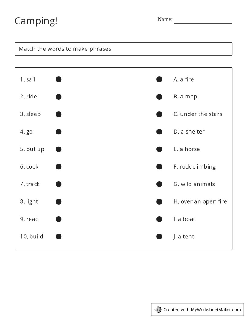 Camping! - My Worksheet Maker: Create Your Own Worksheets