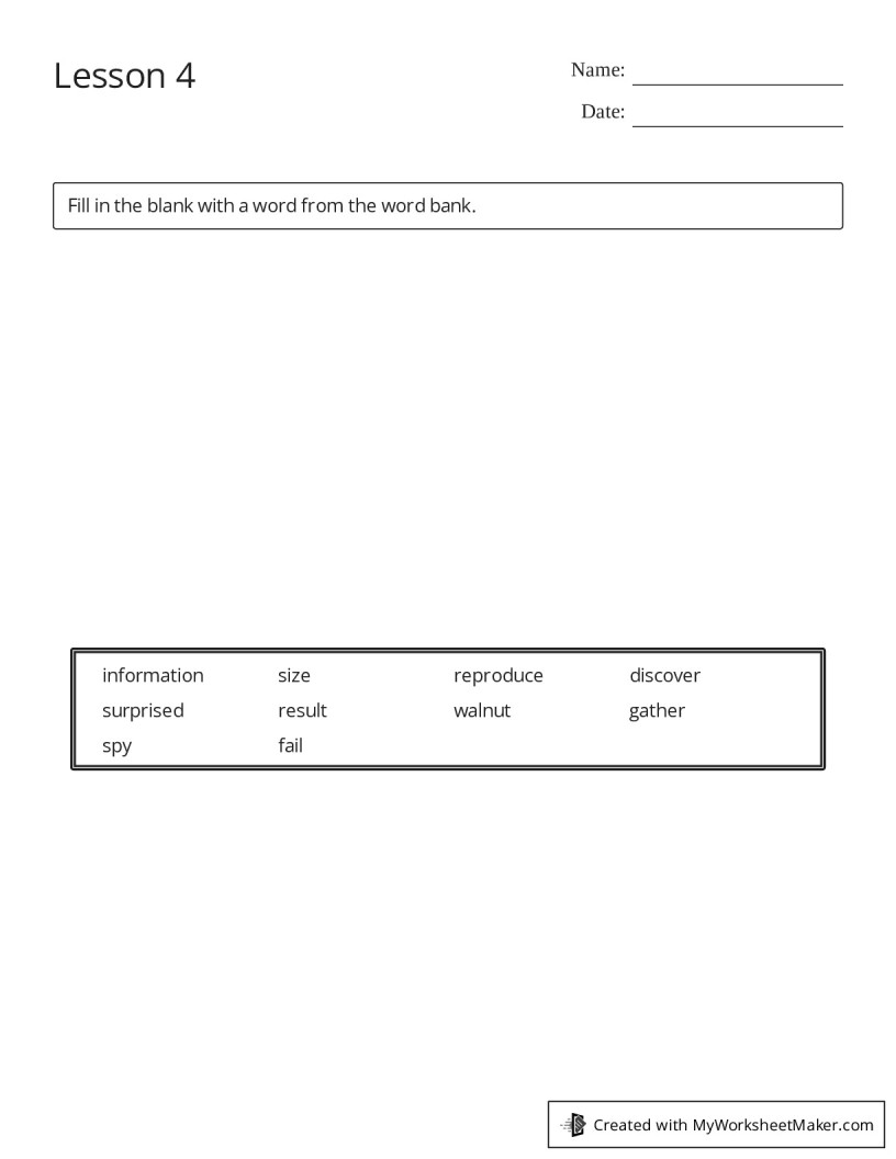 Lesson 4 - My Worksheet Maker: Create Your Own Worksheets