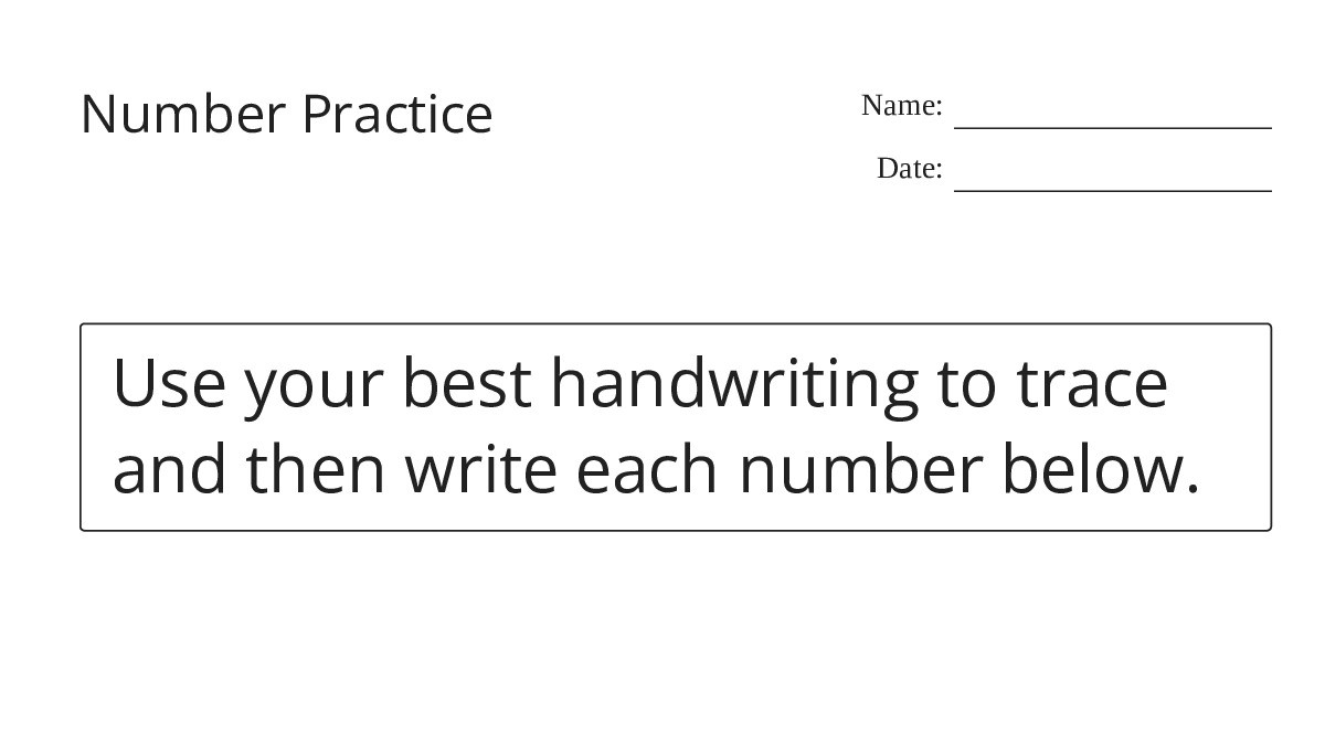 Number Practice - My Worksheet Maker: Create Your Own Worksheets