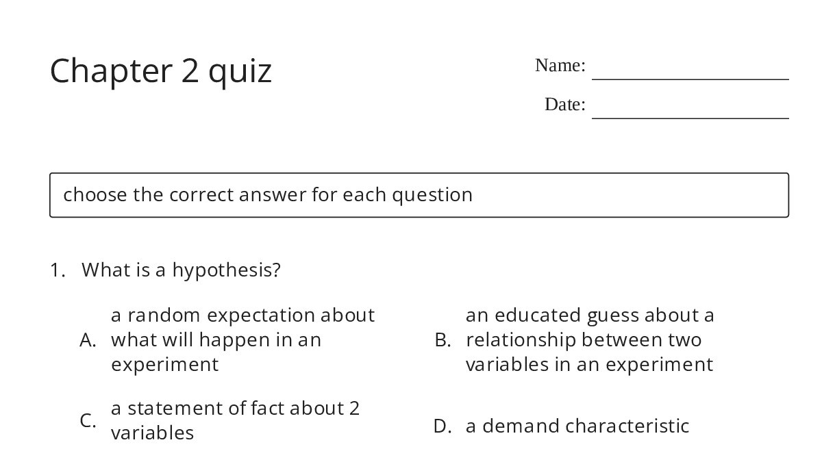 Chapter 2 quiz - My Worksheet Maker: Create Your Own Worksheets
