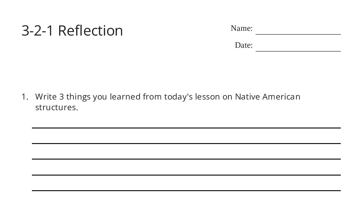 3-2-1 Reflection - My Worksheet Maker: Create Your Own Worksheets