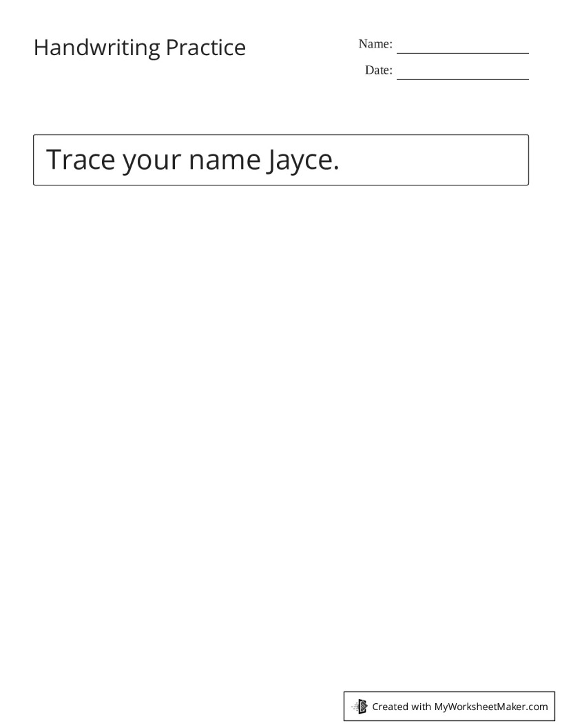 Handwriting Practice - My Worksheet Maker: Create Your Own Worksheets