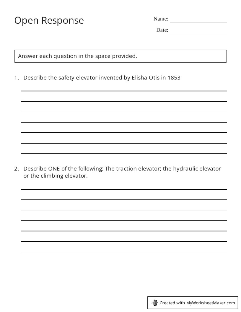 Open response my worksheet maker create your own worksheets