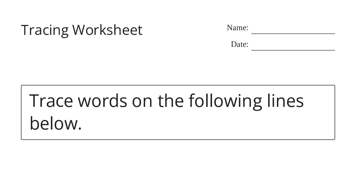 Tracing Worksheet - My Worksheet Maker: Create Your Own Worksheets