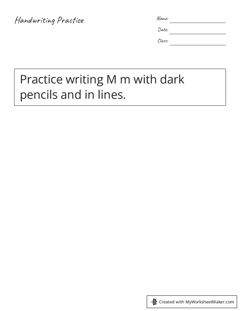 Handwriting Practice - My Worksheet Maker: Create Your Own Worksheets