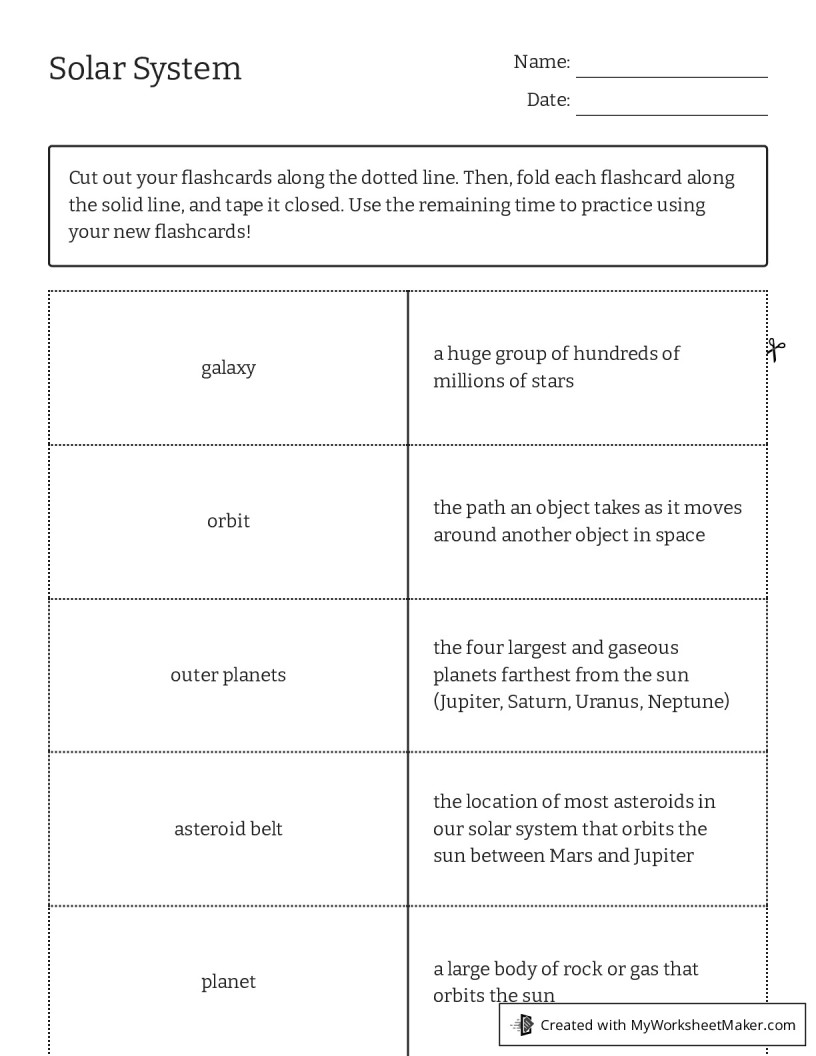 Solar system my flashcard maker create your own flashcards